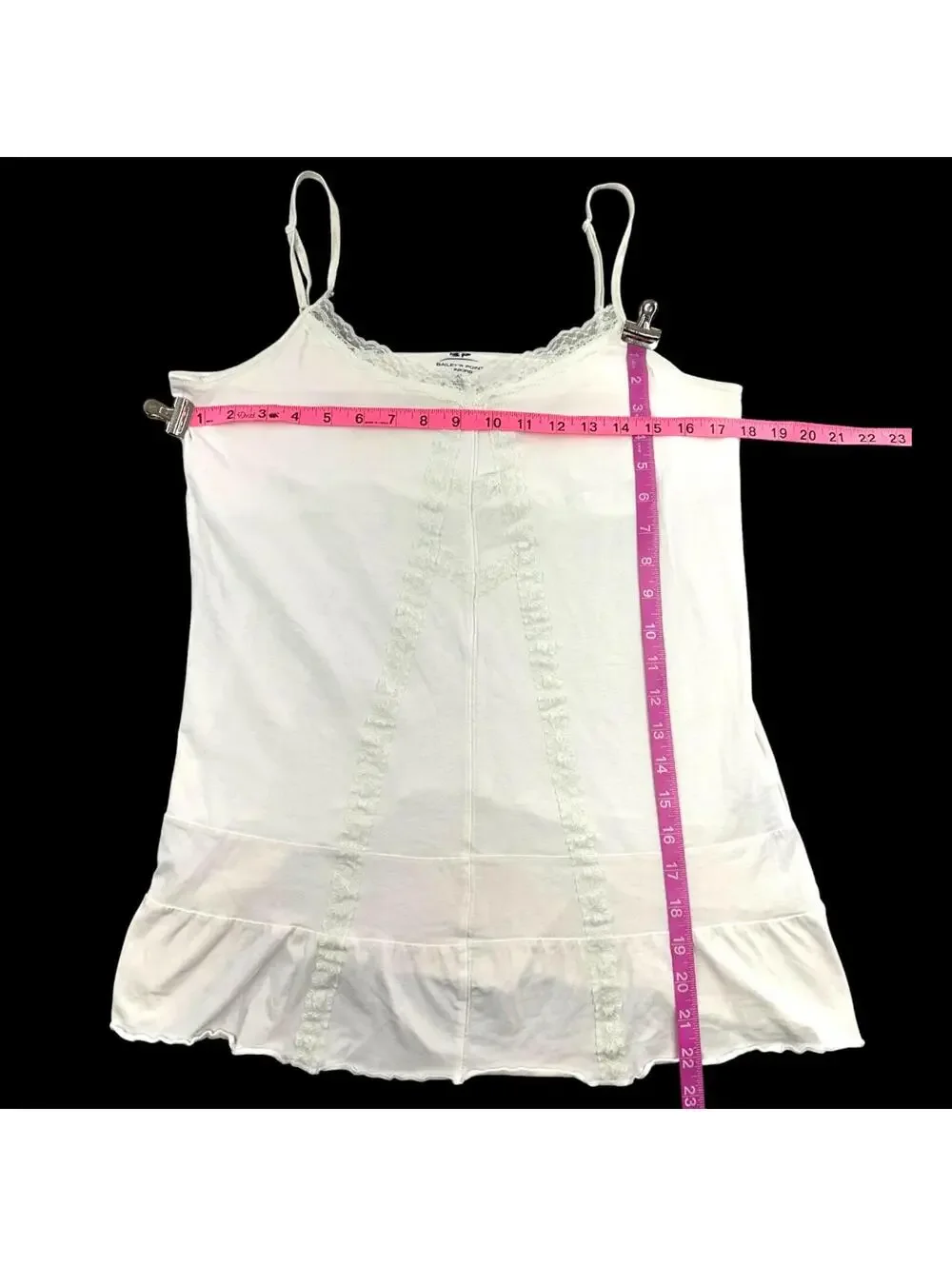 Bailey's Point White Lace Trim Ruffle Hem Camisole